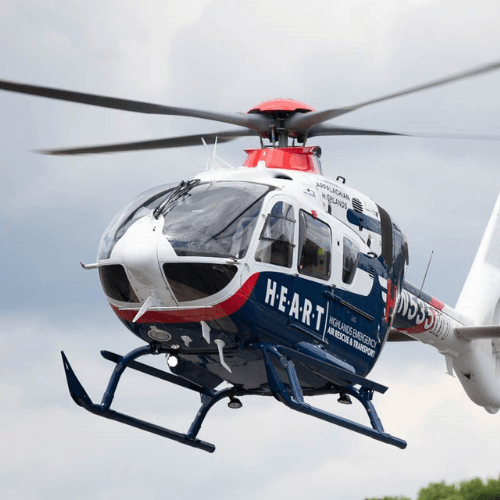Global Medical Response helicopter in flight